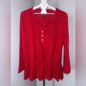 Style&Co. Red Lace Women's Blouse - szL (P22)